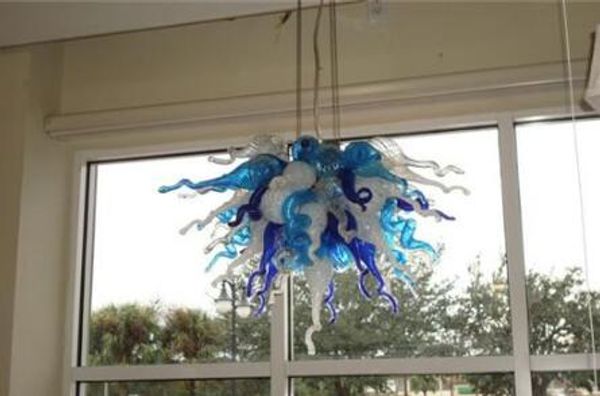 

lr952-beautiful murano glass chandelier for livingroom ,long chain smart colorful smart glass lighting ,led light source