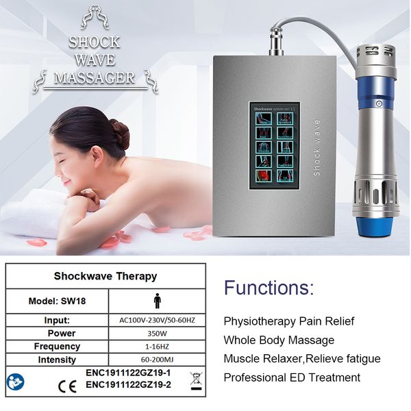 

portable physical therapy equipment body pain relief ed treatment shockwave therapy machine with 2 professional ed treatment heads