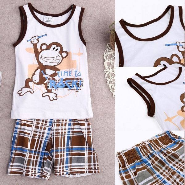 

us 2pcs toddler kids baby boy clothes vest +pants trousers infant outfit set, White
