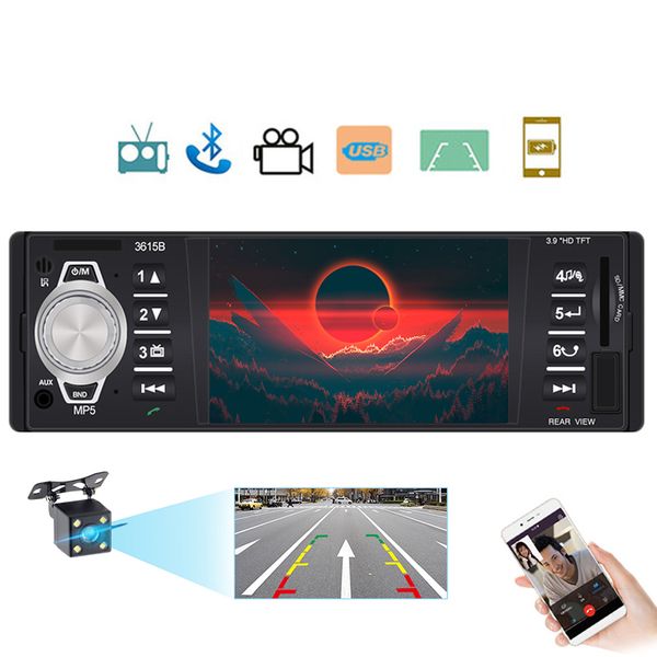 

car radio 1 din 3615b fm radio car auto audio stereo bluetooth autoradio support rear view camera remote control tape recorder