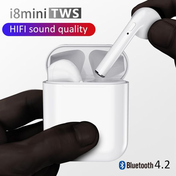 

I8 mini tw earbud i8mini wirele bluetooth port twin earphone tereo mu ic with charging box headphone for io android phone 2019