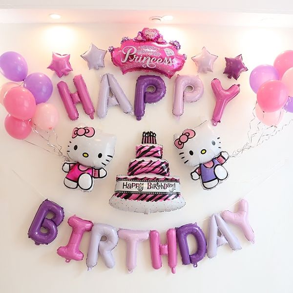 Pink Unicorn Color Happy Birthday Letter O Kitty Balloons Baby Shower Party Background Wall Decoration Supplies Q190524 Decor Supply