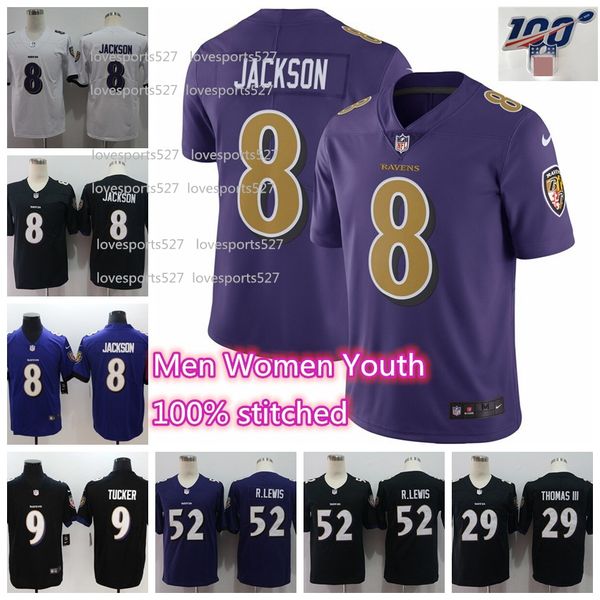 

Men baltimoree ju tin tucker 8 lamar jack on raven jer ey 9 ju tin tucker 29 earl thoma 15 brown titched 52 ray lewi american football, Black;red