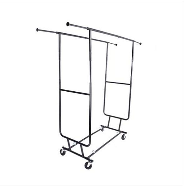 

heavy duty steel double-bar garment rack hanger black and chrome plated