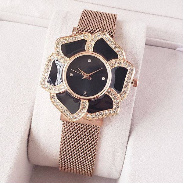 

watch women's flower quartz girls watches steel wrist metal magnetic band brand style fashion cha08 nfbok, Slivery;brown