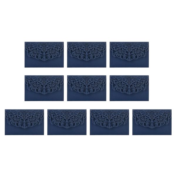 

10pcs cut lace flower pattern wedding invitations cards folding cards, Black