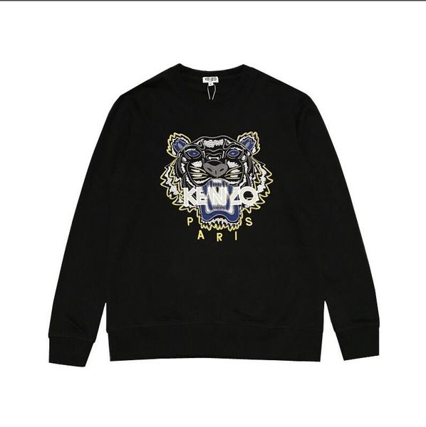 

2019 sweater ladies cotton color ring striped letters animal print casual shirt long-sleeved sweater tiger head embroidery--2, White