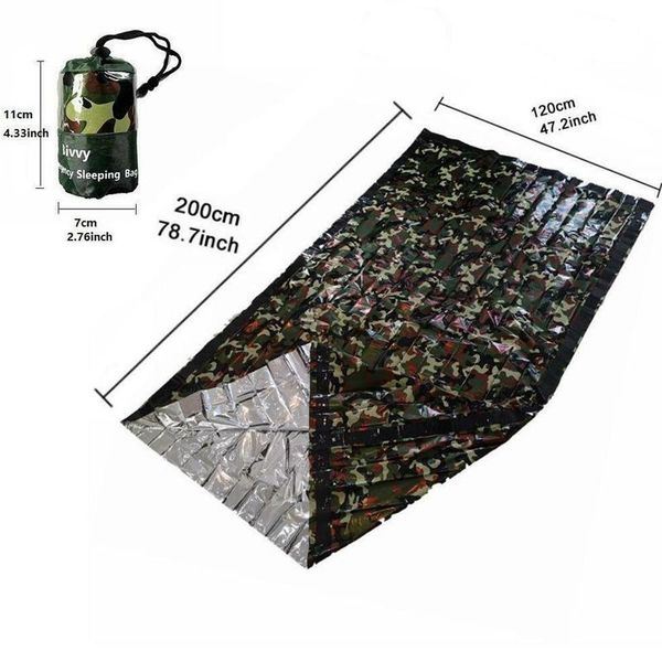 

camouflage survival emergency sleeping bag thermal keep warm double emergency blanket outdoor camping 120x200cm
