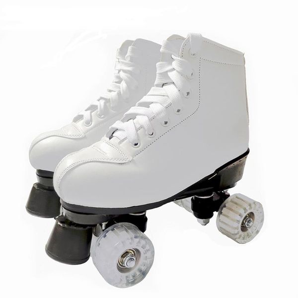 

inline & roller skates 4 wheel womam men artificial leather outdoor patins white black shoes