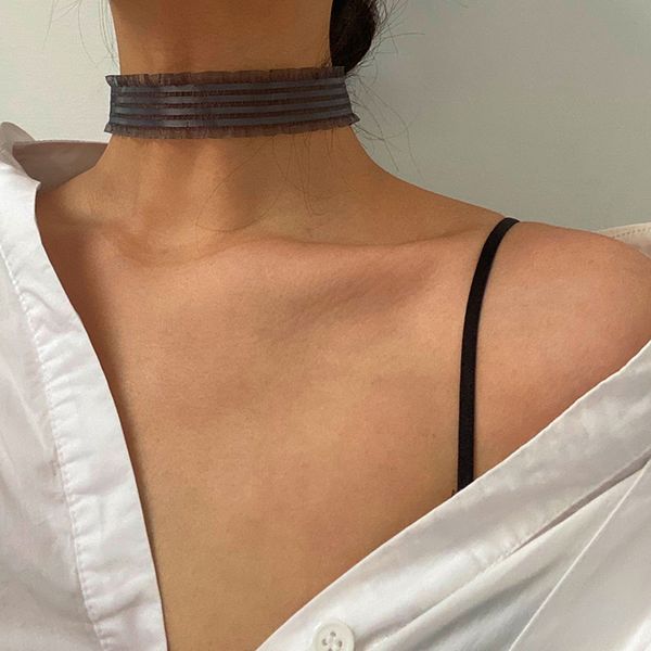 

vogallery gray lace choker necklace women fashion short necklace party club chokers gothic jewelry summer accessories, Golden;silver