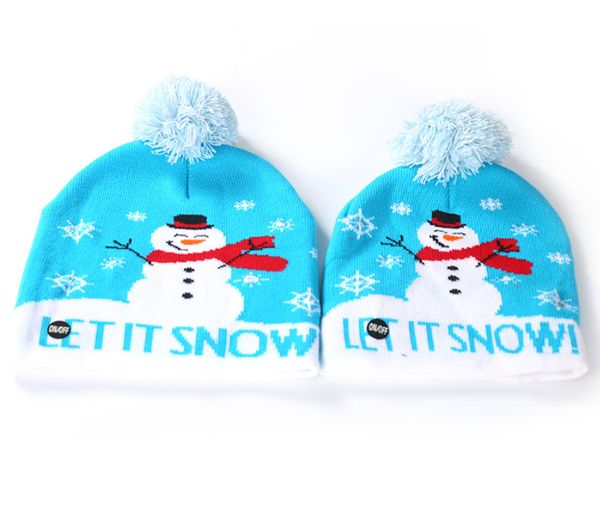 

parent-child kids winter hats led knitting hat led lighting pom beanie kids snowflake xmas crochet hats lights knitted christmas hat, Yellow