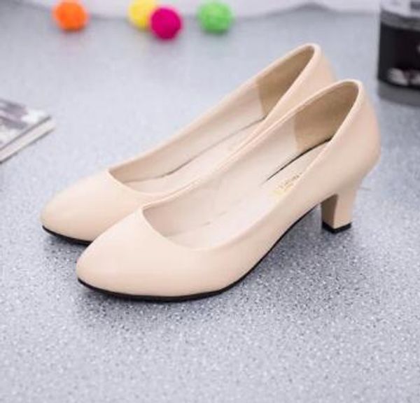 

весна и осень 2020 новая круглая голова женская обувь большой размер один ботинок толстый каблук материнская обувь этикет профессиональный, Black