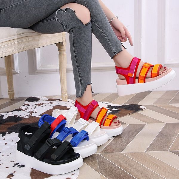 

wedges shoes wedge chunky sandals sandalen dames 2020 woman sandals summer shoes woman sandalias chaussures femme, Black