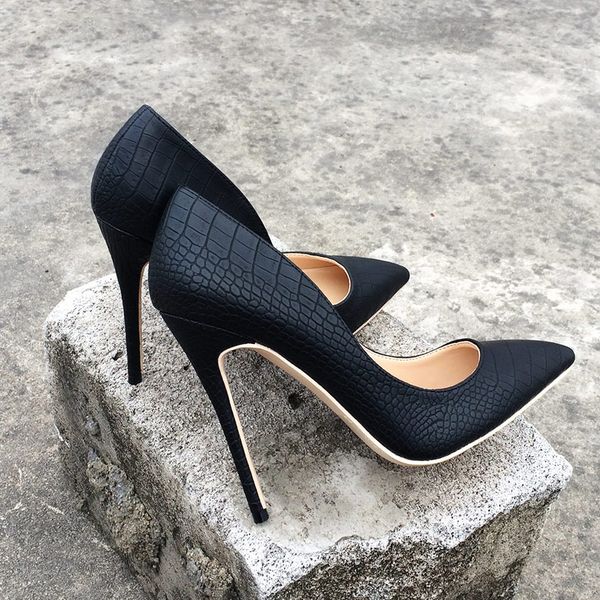 

italy style women classic stiletto high heels ladies sanke patern pointed toe pumps comfort dress shoes black