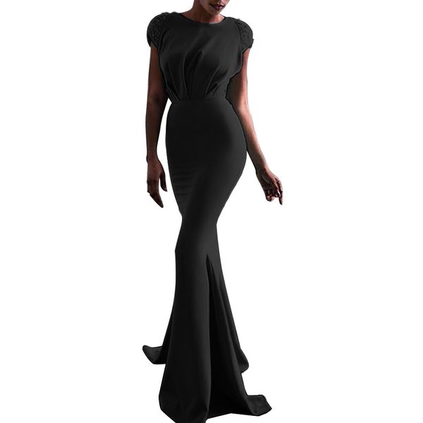 

роскошные кружева блесток лоскутная с коротким рукавом платья макси elegant партии вечера vestidos mermaid bow tie backless женские платья, Black;pink