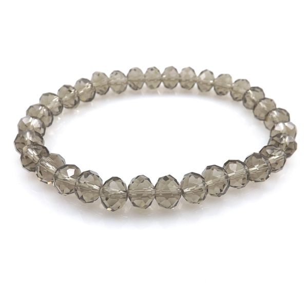 Bracciale in perline di cristallo sfaccettato di colore grigio da 8 mm per donne braccialetti elastici in stile semplice 20pc/lotto all'ingrosso