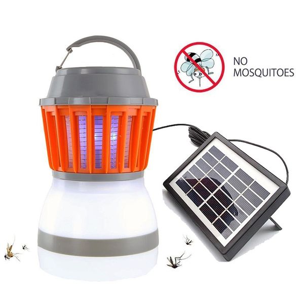 

solar mosquito killer lamp outdoor bug zapper trap camping lantern 2in1 portable usb anti mosquito fly insect killer tent light