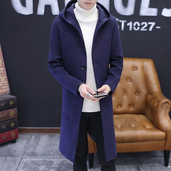 

2018 winter men's trench coat slim fit men long style coats and jackets casual overcoat size -5xl coat men, Tan;black