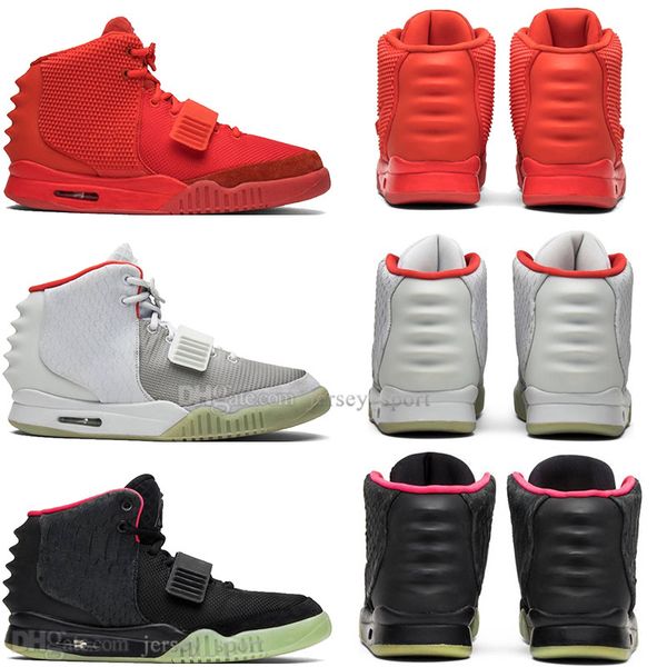 

with box dust bag kanye west 2 ii nrg sp red october mens basketball shoes black grey glow in the dark octobers men sports designer sneakers, White;red