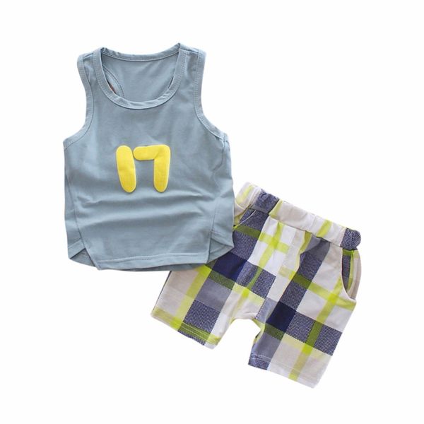 

weixinbuy summer fashion children baby boys clothes kid's t-shirts set undershirt clothing cotton short vest +pants sets, White