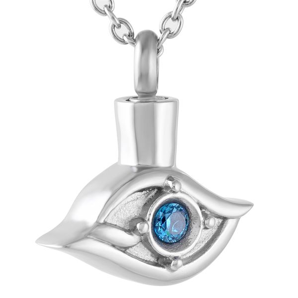 

new z280 hold blue crystal eye stainless steel remembrance necklaces ashes holder keepsake memorial urn jewelry for cremation ashes, Silver