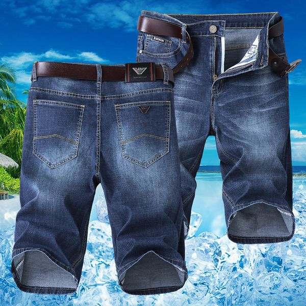 

jeans male fivepence ultrathin loose directly canister shorts elastic force will code wash cowboy in pants, Blue