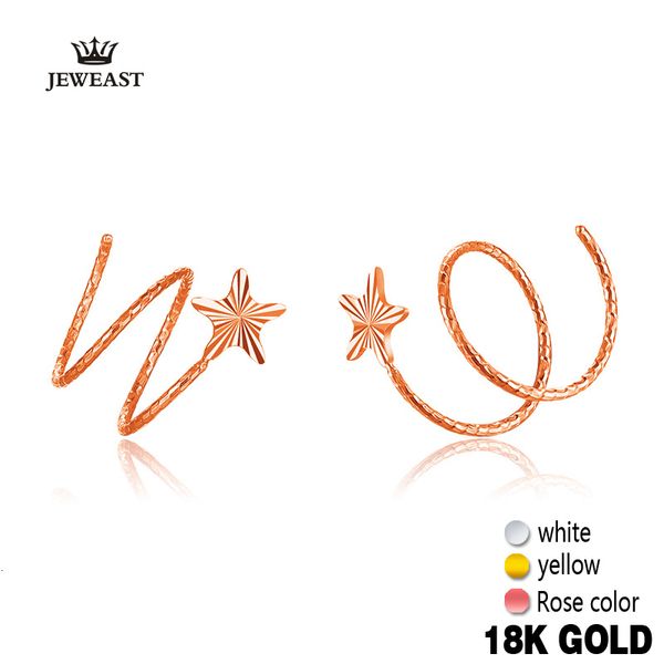 

18k pure gold stud earring exquisite elegant women jewelry rose yellow white star miss girl gift for birthday good new cj191203, Golden