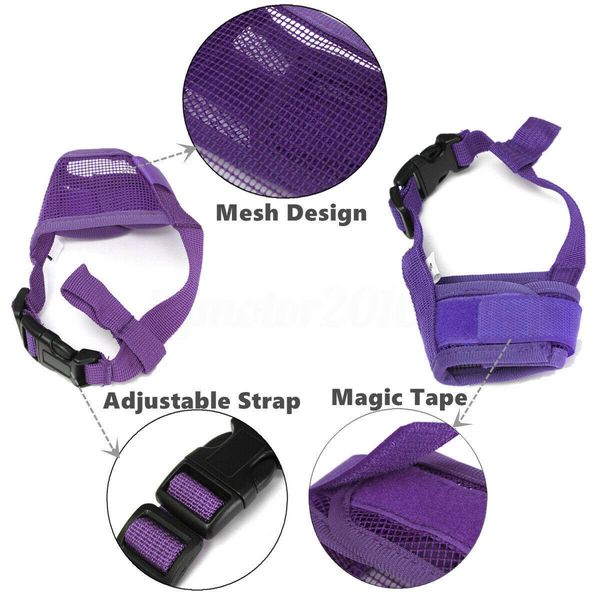 Maschera regolabile per animali domestici per cani Piccolo treno grande Maglia Bocca Muso Cestino Toelettatura Anti-stop corteccia Anti-morso Stop masticazione