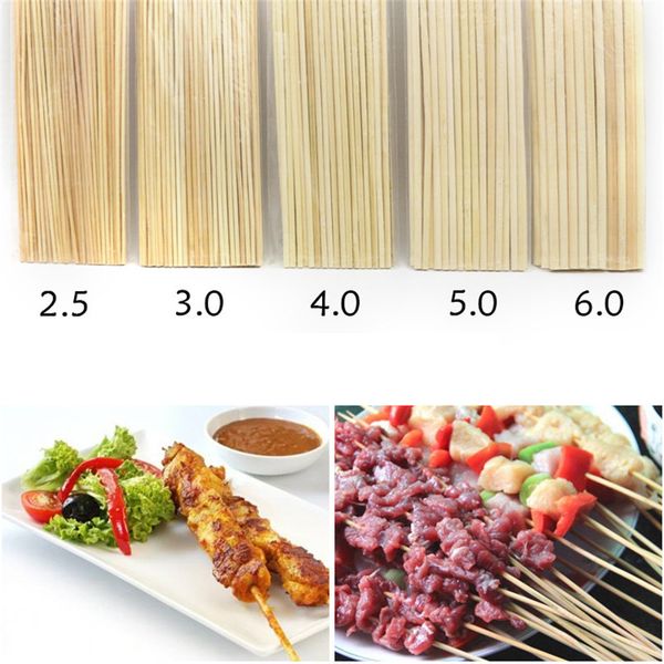 

15-30cm 2.5-4.0mm 90pcs/lot natural bamboo bbq sticks camping party skewers disposable sticks meat food grill barbecue tools