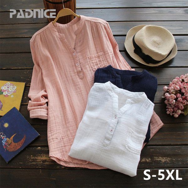 

casual solid long-sleeved blouse cotton blouse women plus size clothes blusas femininas elegante loose basic shirt, White