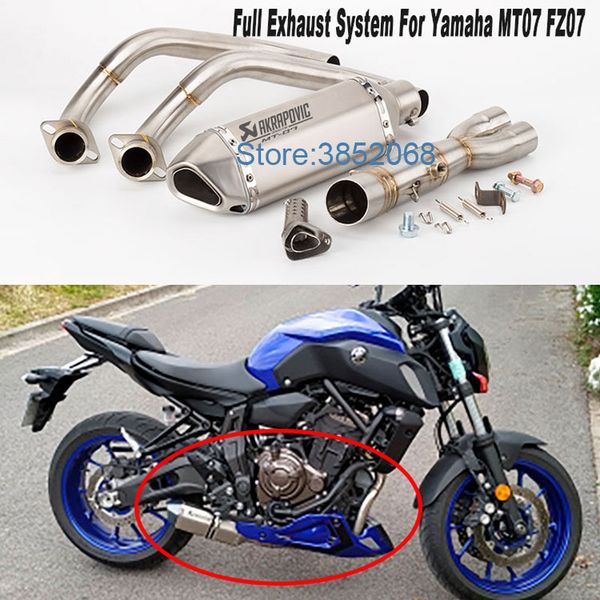 

mt-07 motorcycle full exhaust system akrapovic muffler escape tail slip on mt07 for mt07 fz07 2014-2018 xsr700