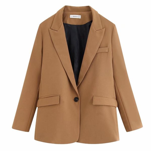 

khaki casual single blazer women single linen button pocket full sleeve stylish office lady coat femme suit, White;black