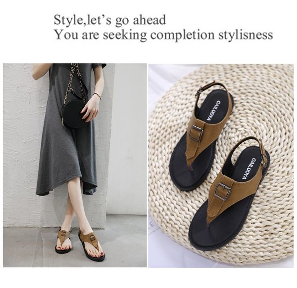 

2020 new summer fashion wild roman shoes large size sandals women flat herringbone women sandals, Black
