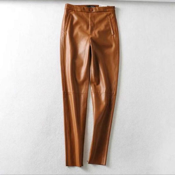 

solid pu leather pencil pants women zipper pockets casual lady long trouser plat skinny bottoms punk female pant 2020 spring, Black;white