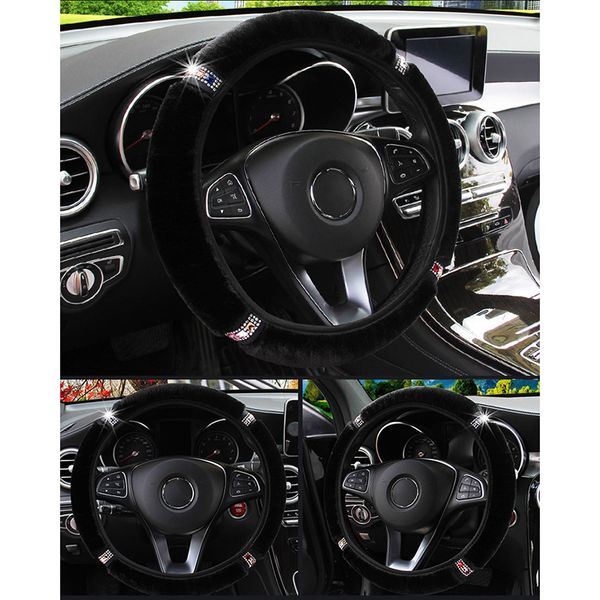 

fashion plush rhinestone steering wheel covers universal car decoration vehicle ornament b88