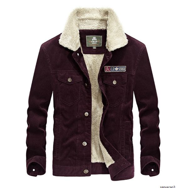 

mens designer winter collar corduroy loose large size jacket plus velvet thickened coat 58128h, Black;brown