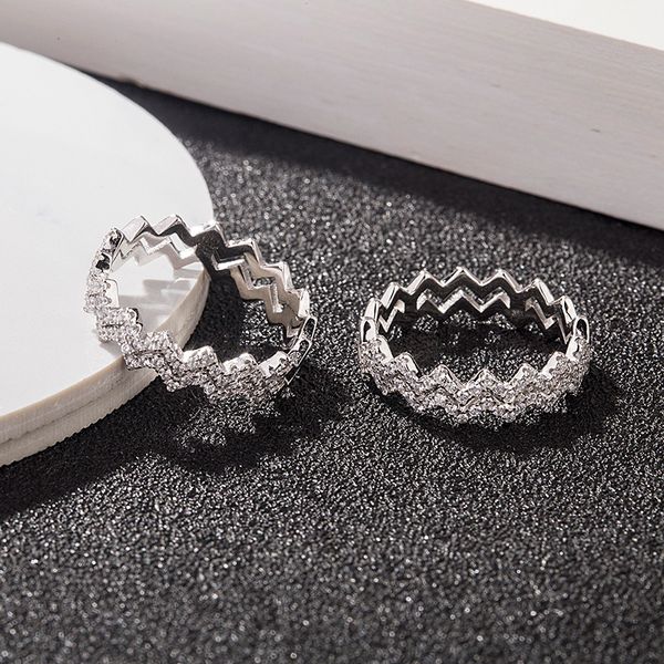 

2020 european and american style sterling silver s925 double layer ring female nis celebrity inspired popular brand micro-inlaid full diamon