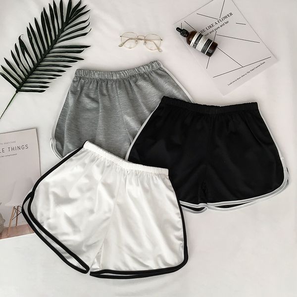 

sports shorts women summer 2020 new black color anti emptied skinny shorts casual lady elastic waist beach correndo short pants, White;black