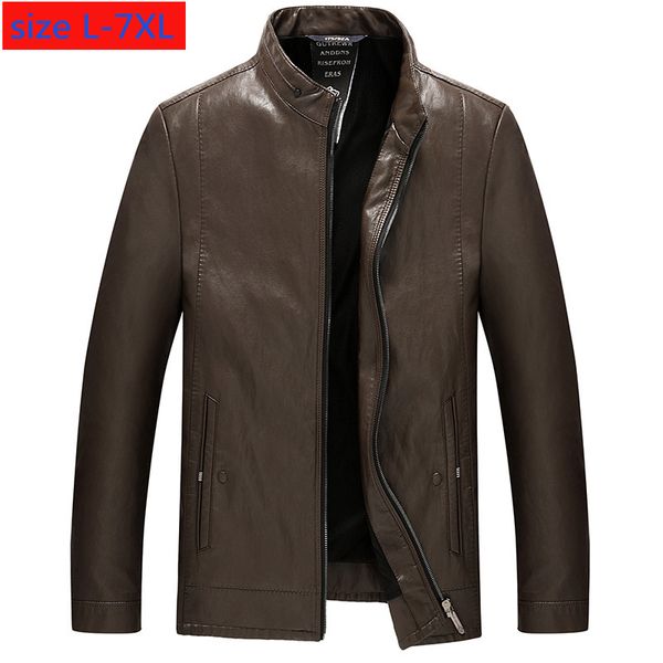 

new arrival fashion super large young men leather jackets and coats autumn winter casual plus size l  2xl3xl4xl 5xl 6xl 7xl, Black