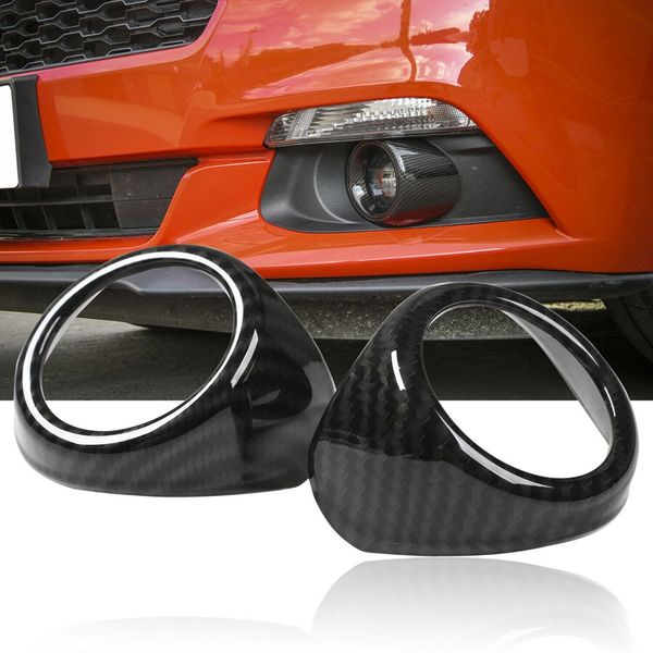 

2pcs carbon fiber front fog light lamp cover trim for mustang 2015-2018