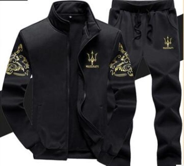 

Men luxury track uit ma erati portwear pring autumn long leeve ca ual jacket with ca ual jogger pant homme weat uit