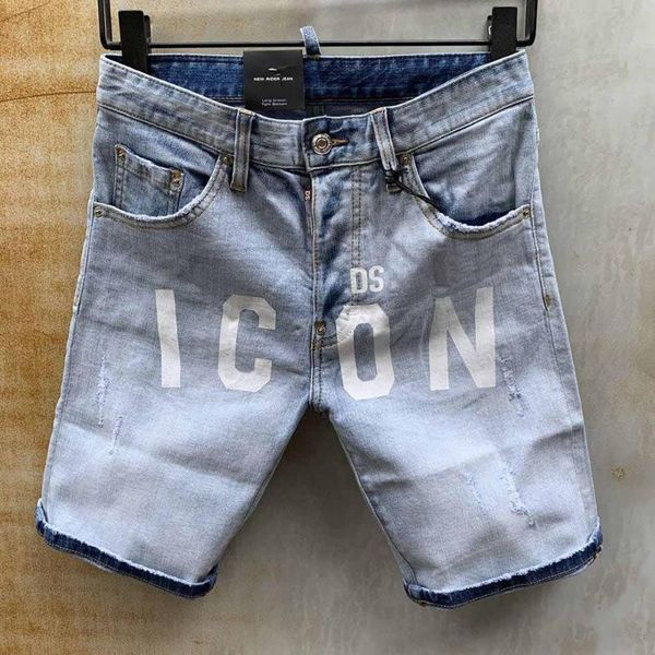 

men's jeans dsenqi men shorts ripped for skinny pants 2023, Blue