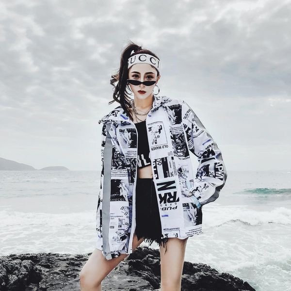 

bomber jacket women harajuku printed pilot jacket hip hop streetwear japanese casual printing basic baseball jackets outwear, Black;brown