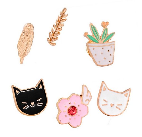 

pins brooches cat , fruit , vegetables , leaf badge pins lapel hat pin tie tack enamel lapel backpack bag brooch pins, Gray