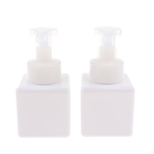 

pack of 2 250ml plastic refillable foaming soap dispenser pump bottle container jar for bathroom kitchen ls, square shape