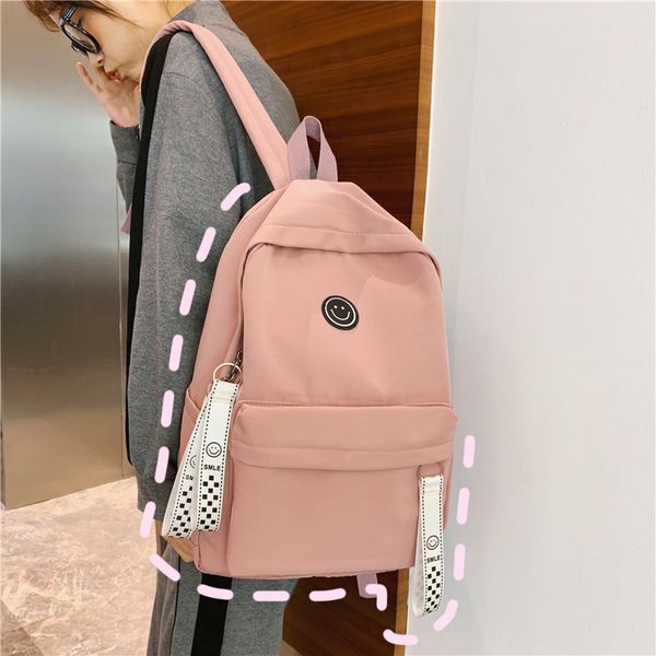 

2020 new backpack female korean lightweight casual middle school student bag pure waterproof nylon backpack