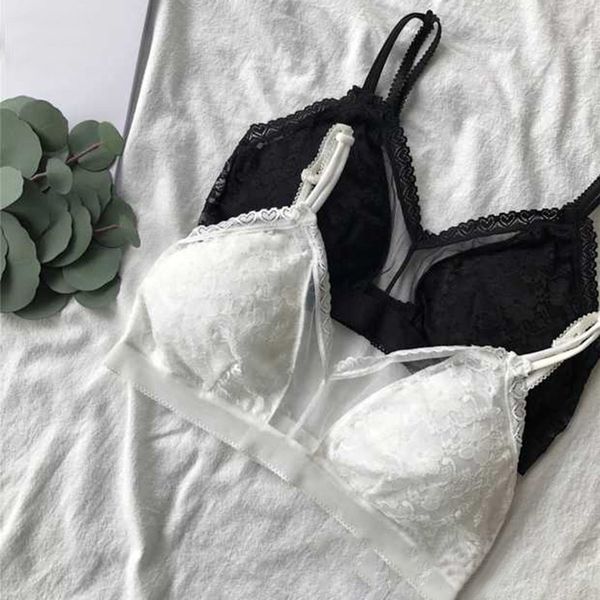 

bras bra fashion ladies lace short hanging neck small strap translucent, Red;black