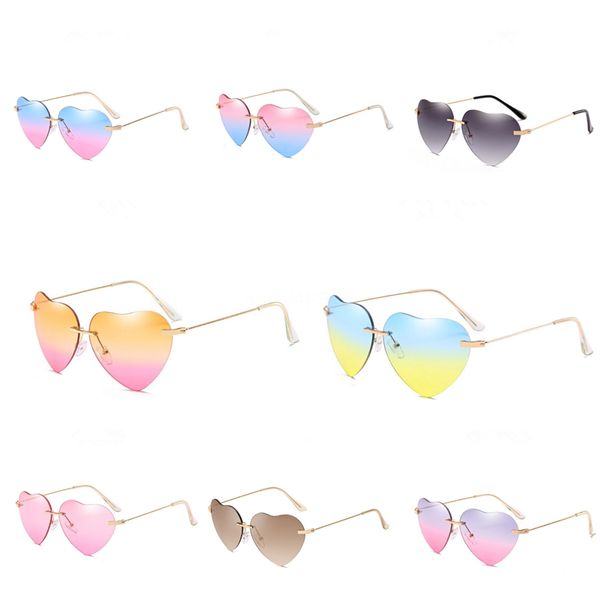 

dsgn co. 2020 cute stylish rimless heart-shaped sunglasee for women 7 color flower fashion sunglass uv400 #23144, White;black
