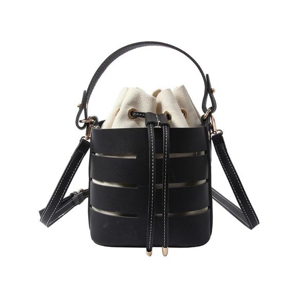 

maison fabre bucket bag totes woman leather shoulder bag strap handles vintage trunk hollow crossbody ladies zipper handbags