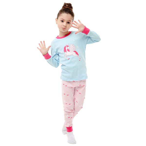 

new girls unicorn pajamas for 2 3 4 5 6 7 8years kids clothes children cotton sleepwear boys pajamas sets pyjamas kids, Blue;red